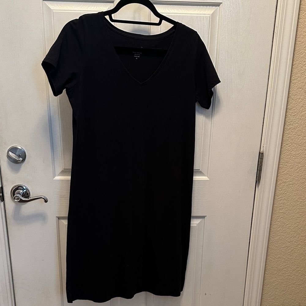 J. Jill Pure Jill Black 100% Cotton V-Neck T-Shirt Dress Size XS